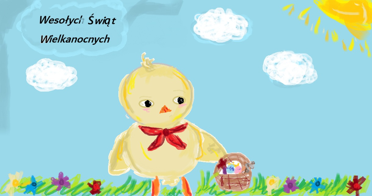 Praca konkursowa uczennicy z klasy 6c – kartka świąteczna z życzeniami wesołych świąt.